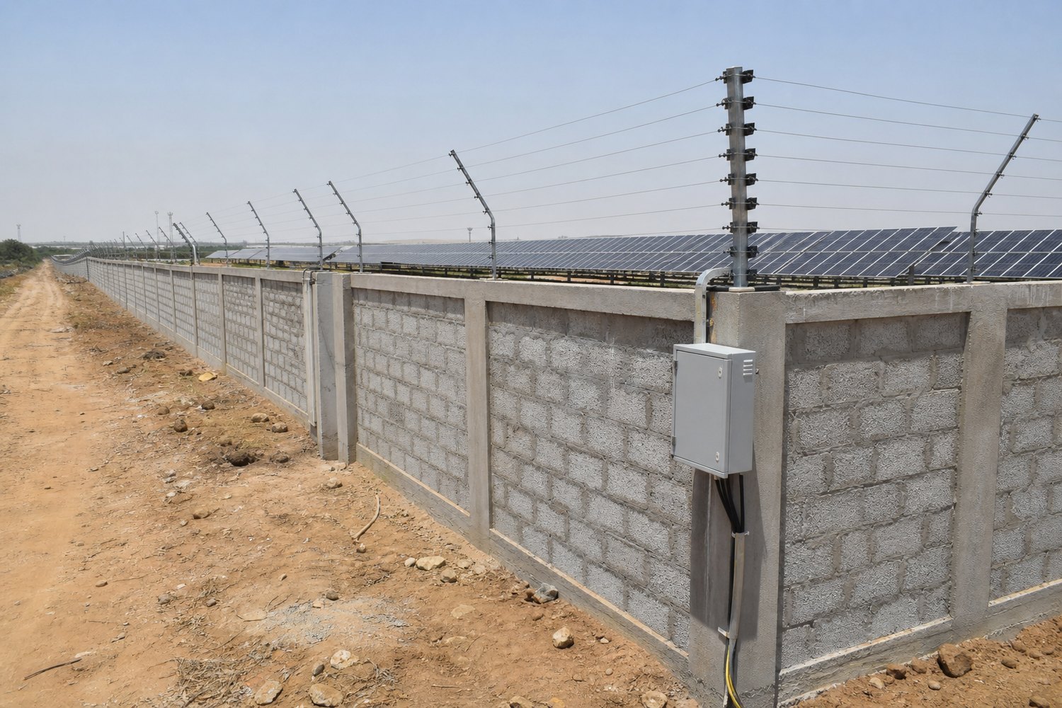 Perimeter security surrounding a solar-energy facility